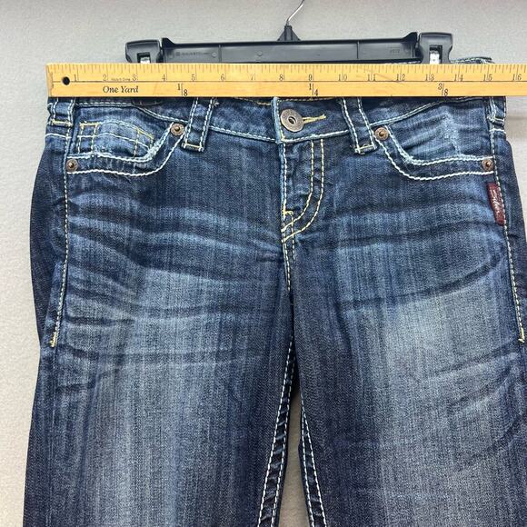 Silver Jean Co Jeans Women's Size 6 28 Dark Blue Santorini Capri Normcore - Picture 2 of 13